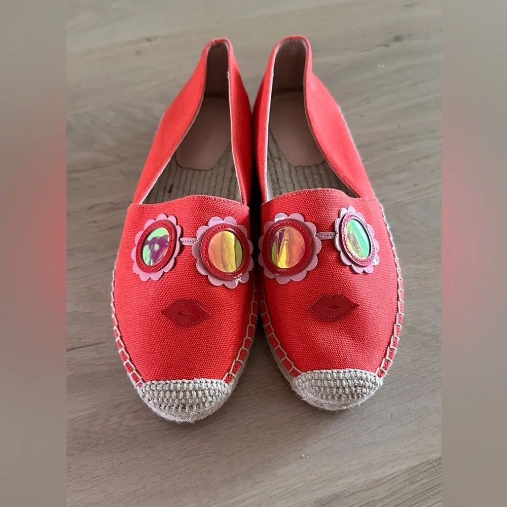 Kate Spade Grenada Glasses Tamarillo Orange Espadrille Flats Size 7